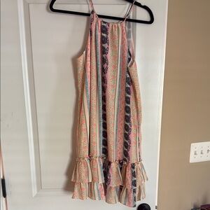 Neon Floral Striped Sleeveless Dress